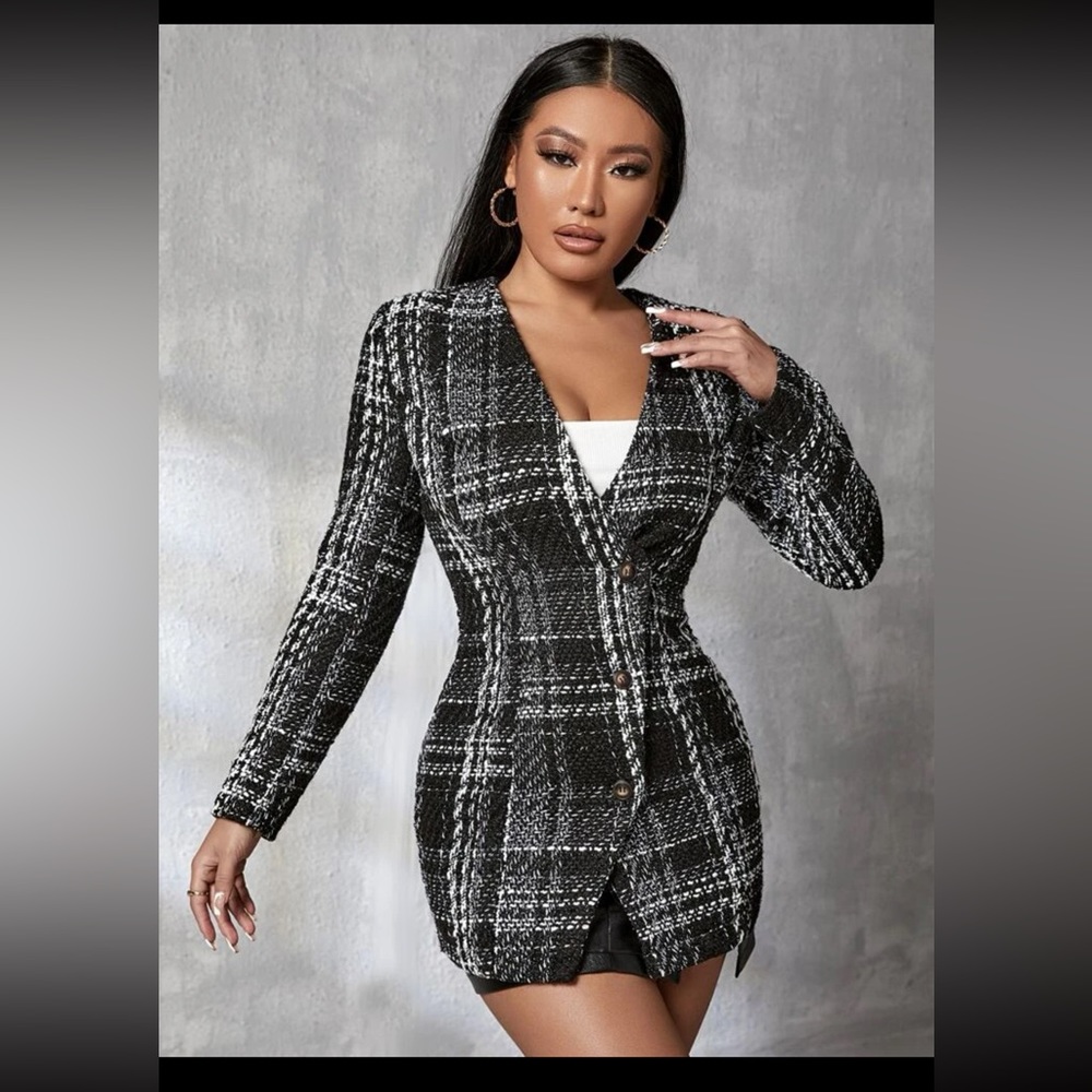 Plaid dress overcoat black plaid dress NWOT